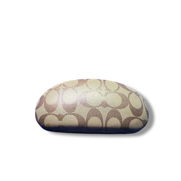 Coach Hard Eyeglass Case Brown Signature Logo Print Clamshell Style - Minor Mark - Picture 5 of 8